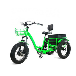 20 Inch Fat Tire Electric Tricycles Long Range Front 1000W Motor 3 Wheel Tricycle Electric Bike Electric Cargo Bike