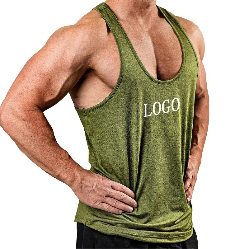 Custom Logo Fitness Workout Men Sleeveless Running Vest Muscle Polyester Singlet Gym Crop Tank Tops Men's Gym Singlet