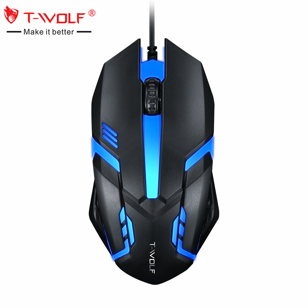 New gadgets T-WOLF V1 Cheap 3d Mouse Computer Coloful Backlit led mouse Wired Optical Gamer PC Mice 1 dollar  Gaming Mouse