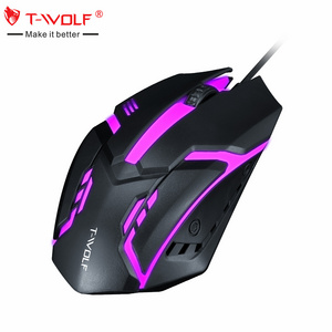 New gadgets T-WOLF V1 Cheap 3d Mouse Computer Coloful Backlit led mouse Wired Optical Gamer PC Mice 1 dollar  Gaming Mouse