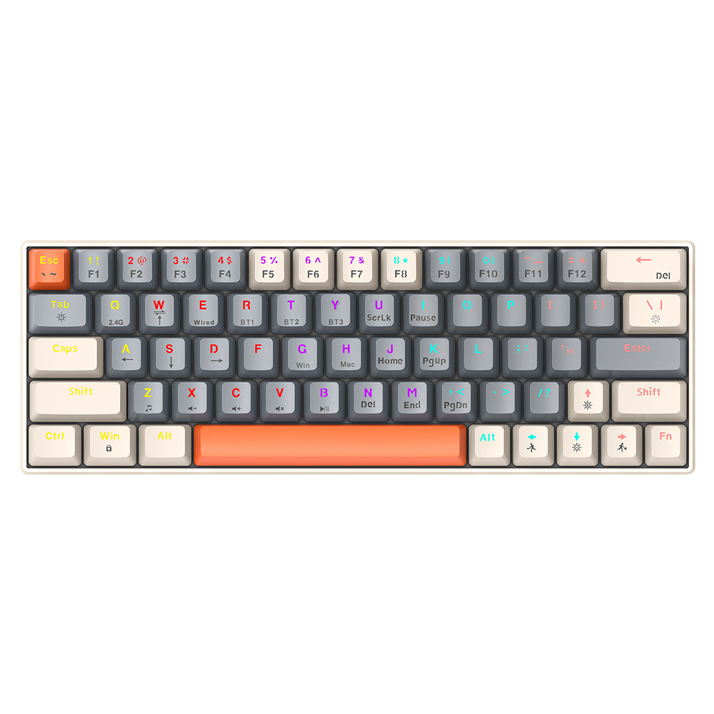 New arrival T-WOLF T30 3 Modes TKL 1450mAh OUTEMU Switch 63keys Wireless Cyan Axis mechanical keyboard for game