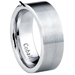 8mm Cobalt Chrome Men's Flat Top Brushed Wedding Band Engagement Ring