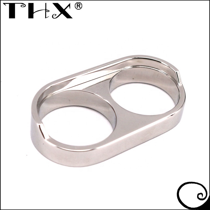 Engraved Steel Ring Trendy two finger ring design New Unique Design 2023 Trend Stainless Steel Double Finger Ring