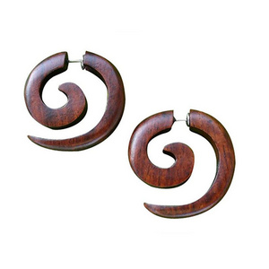 Tribal Organic Wooden Earrings Custom Made Natural Wood Earring