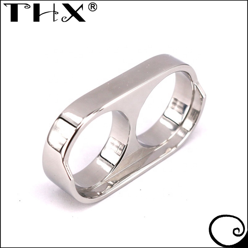 Engraved Steel Ring Trendy two finger ring design New Unique Design 2023 Trend Stainless Steel Double Finger Ring