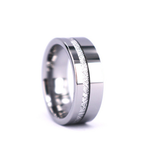 Meteorite Ring High Polish 8MM Flat Comfort Fit Thin Strip 8mm Tungsten Carbide Comfort Fit Mens Wedding Band