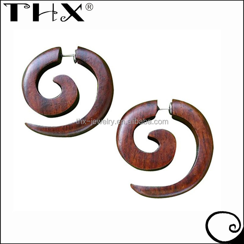 Tribal Organic Wooden Earrings Custom Made Natural Wood Earring