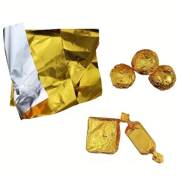 High Quality Disposable Soft Aluminum Foil Die Cut Paper Sheet Gold Colored Food Grade Wrap for Chocolate Candy Gift Packaging