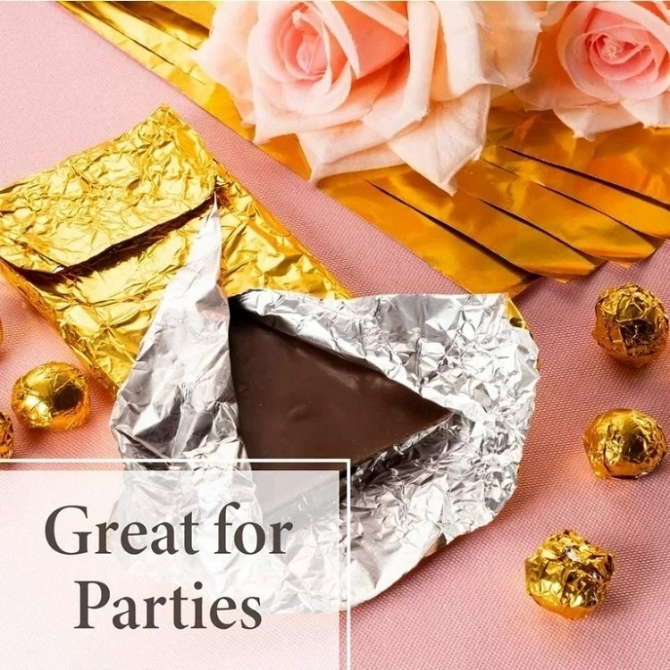 High Quality Disposable Soft Aluminum Foil Die Cut Paper Sheet Gold Colored Food Grade Wrap for Chocolate Candy Gift Packaging