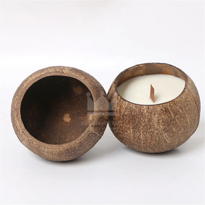 Coconut Shell Candle Holder Candlestick Natural Coconut Bowl Desk Organizer Candle Holder (No Candle) Home Decor