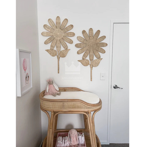 Set of  2 pcs Daisy Rattan Flower for kidroom decor wall hanging beautiful sticker wholesale 2023