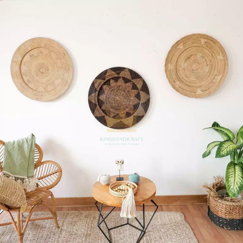 Natural bamboo wall art bamboo decor plate bamboo wall decoration made in Vietnam