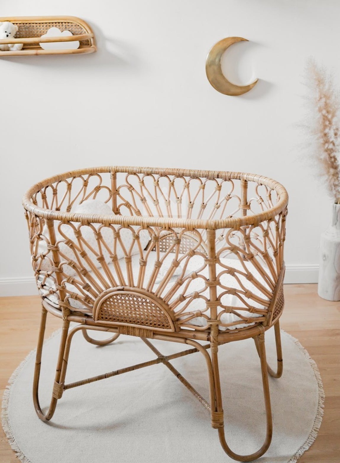 Hot sale inspired beauty rattan baby bassinets from Vietnam high quality boho chic rattan cot