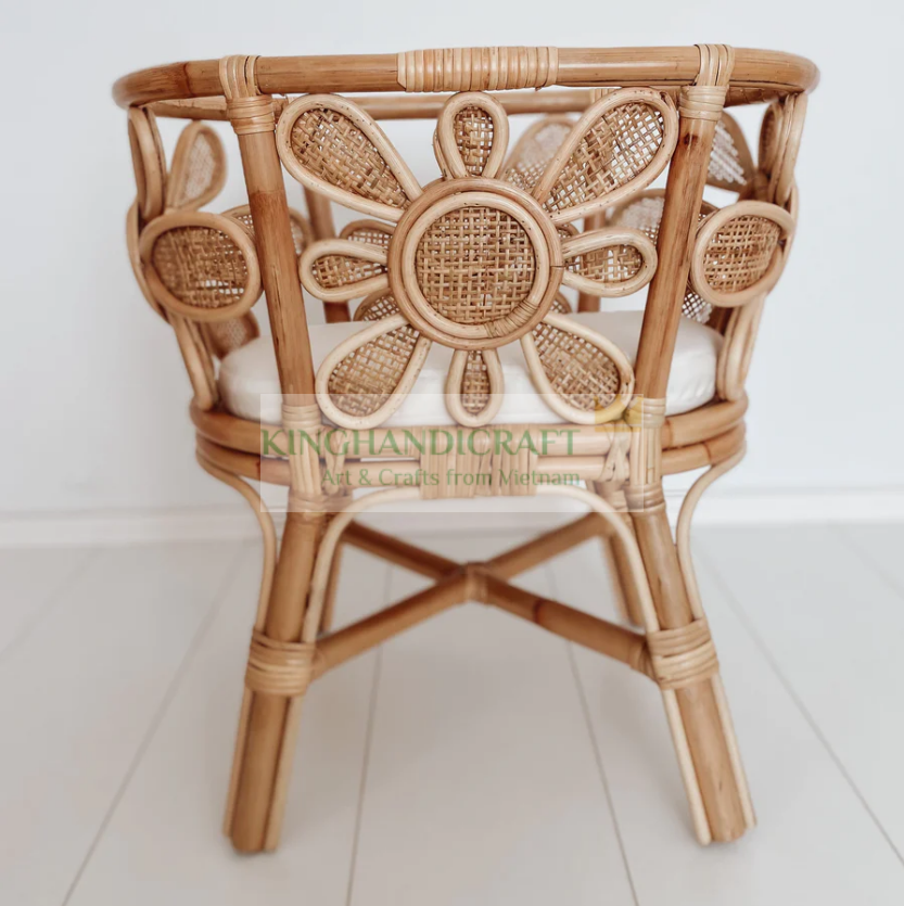 Charming daisy flower rattan crib for doll kids playing handcrafted wicker bassinet doll furniture and accessories