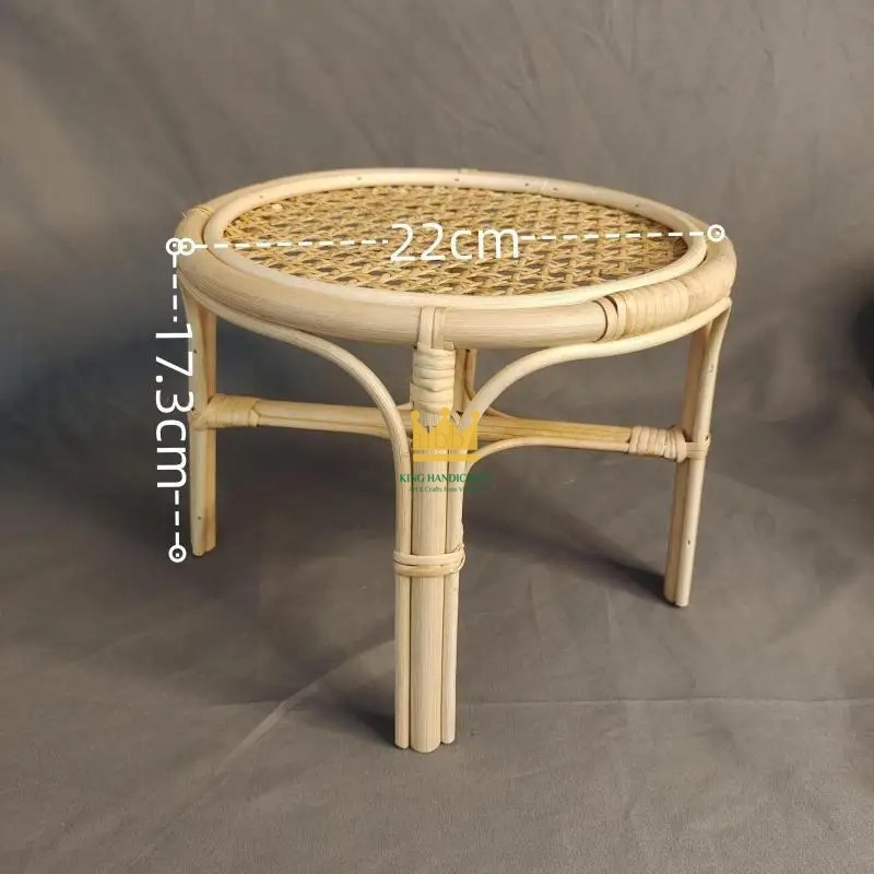 Rattan table for doll, Baby Rattan Wooden Desk Handmade Bamboo Woven Desk Home Decor perfect choice