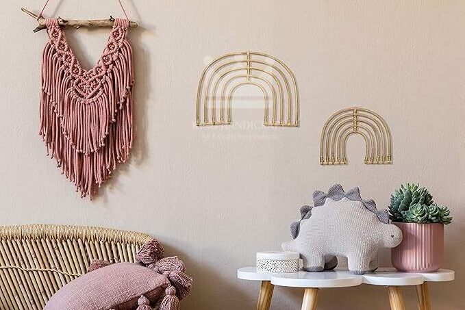 Lucky Love Rattan Rainbow Nursery Decor & Mountain Decor| Baby Room Wall Decor for Baby Girl or Baby Boy