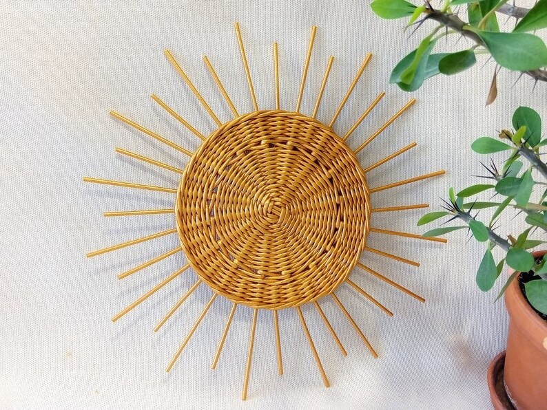 Sun boho wall decor for living room, Gold boho wall decor nursery, Sunburst wall decor bedroom hot sale