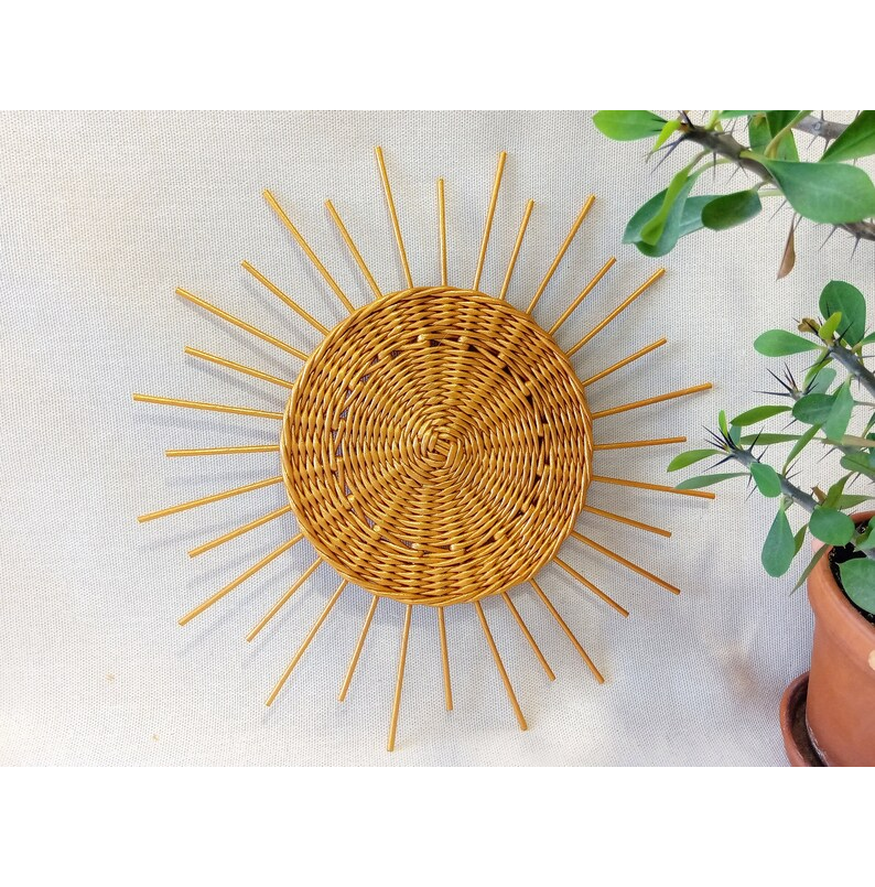 Sun boho wall decor for living room, Gold boho wall decor nursery, Sunburst wall decor bedroom