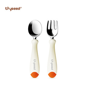 Thyseed Baby Spoon Baby tableware for Learning to Eat Newborn Training Spoon Stainless Steel Spoon