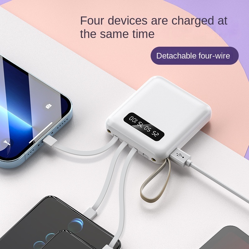 THENZONE Fast Charge 4 in 1 Built In Cables Power Bank 10000mAh Smart Mobile Phone Type-C USB Power Banks