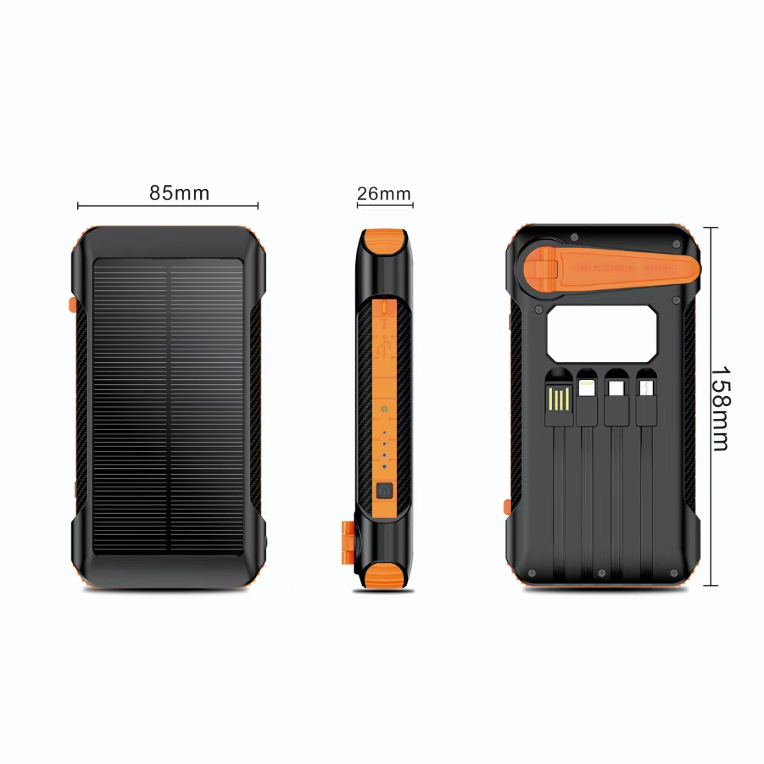 Factory Wholesale Portable Manual power generation Solar Power Bank 30000mah 20000mah Waterproof Solar Charger Power Bank