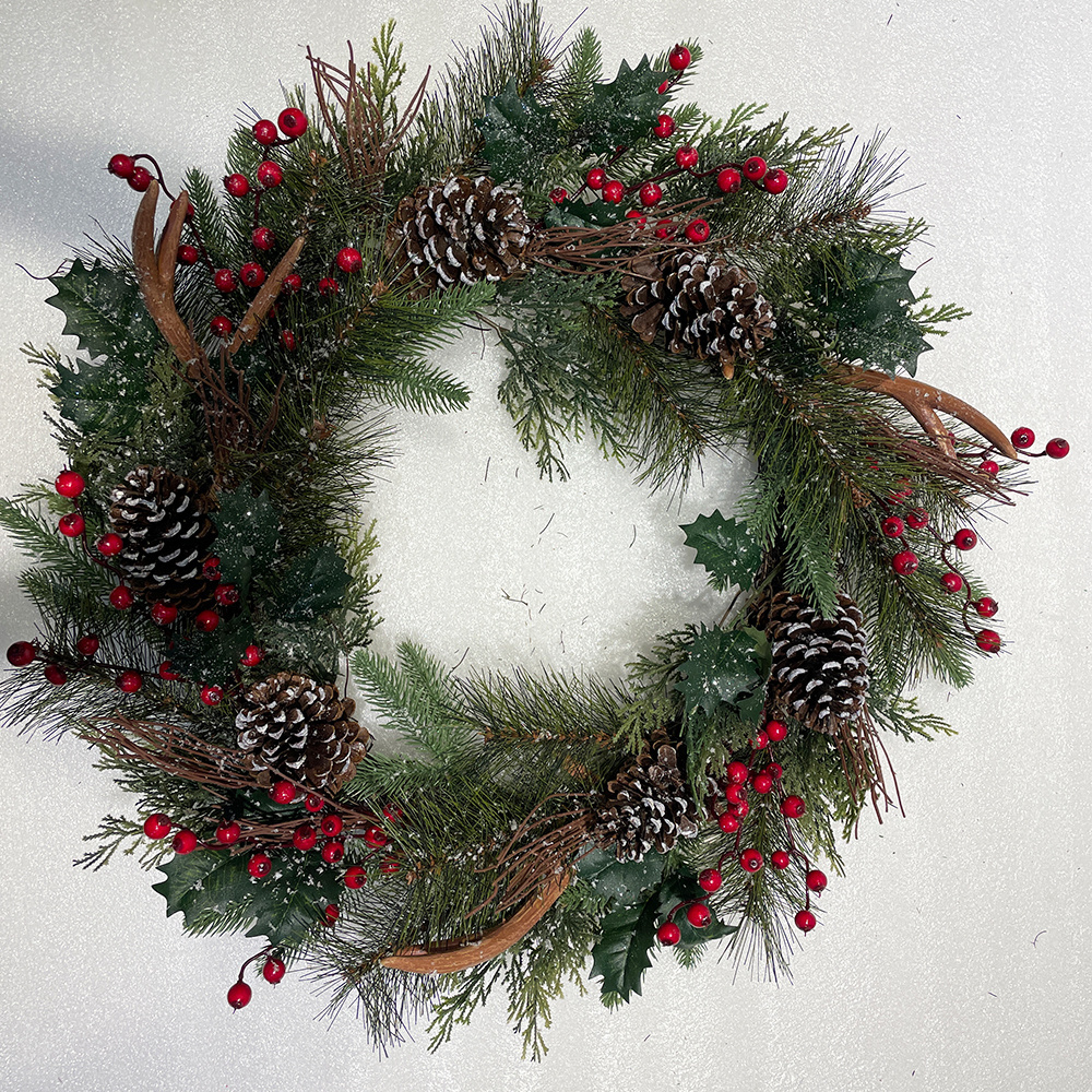 2023 new popular pine wreath Christmas green Christmas wreath shopping mall home decoration