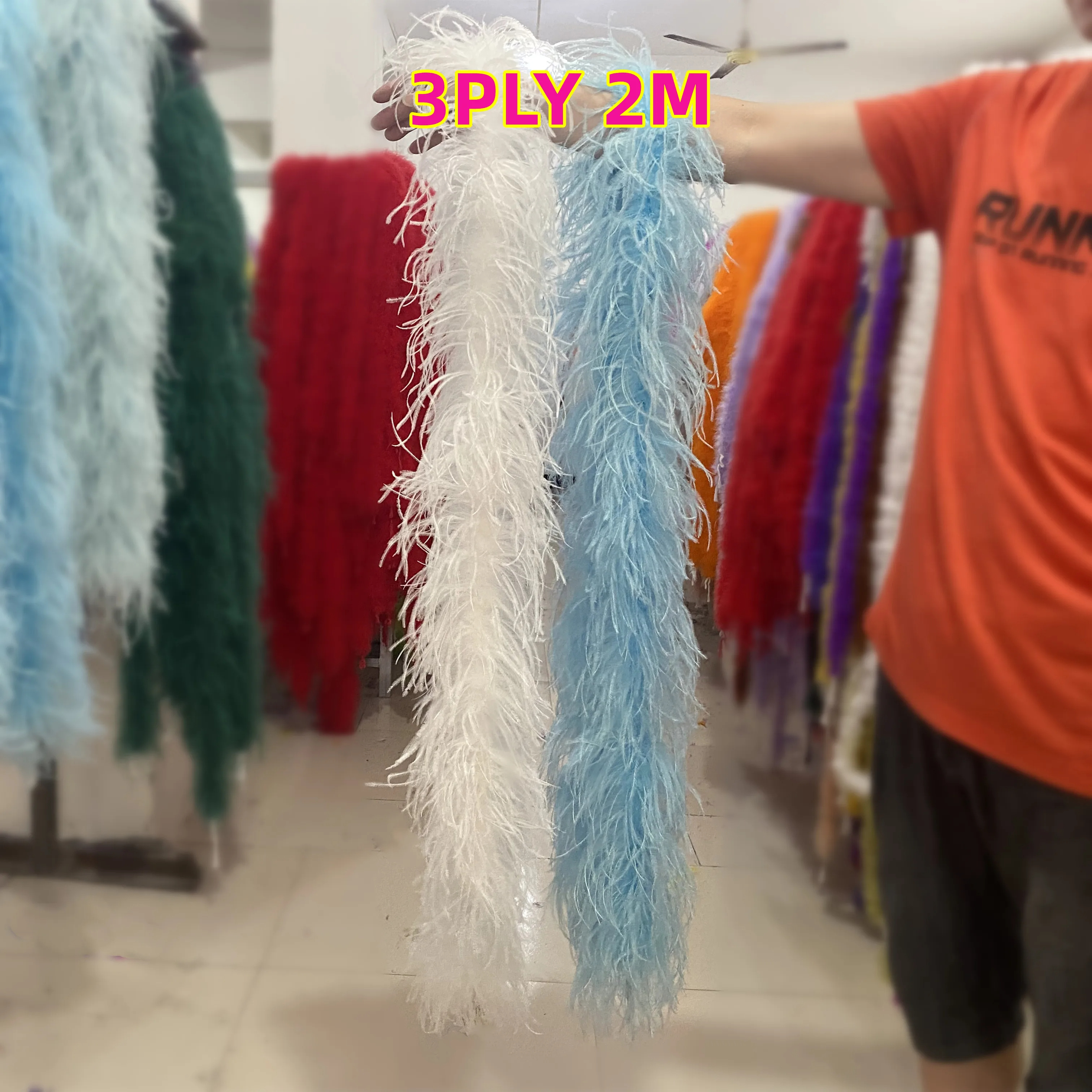 Factory High Quality Natural Ostrich Feather Boa 1-30ply Ribbon 2m Plumas Decoration For Costume Clothing Sewing Accessory