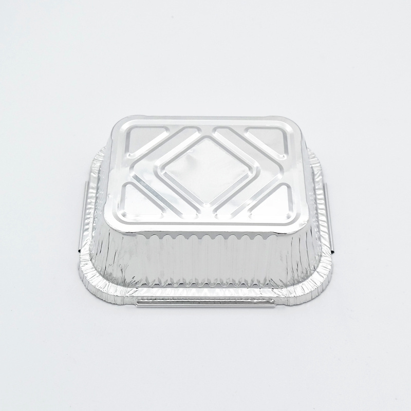 CA44 440ml Silver Aluminum Foil Lunch Box Eco-friendly Rectangle Takeaway Food Tray Containers BBQ Baking Disposable Pan