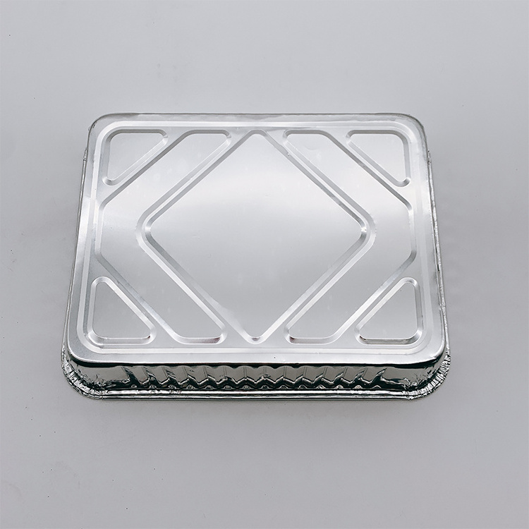 CB47 Disposable Pan Baking Cup Tray Food Grade Takeaway Box 1000ml Rectangular Food Aluminium Foil Container with Plastic Lid