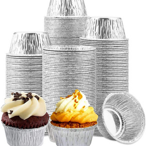 150ML Round Tin Foil Pans Disposable Aluminum, Freezer & Oven Safe Baking Cups Muffin Cupcake Ramekin Tin Foil Pans for Baking