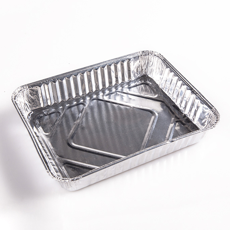 CB47 Disposable Pan Baking Cup Tray Food Grade Takeaway Box 1000ml Rectangular Food Aluminium Foil Container with Plastic Lid