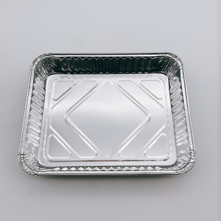 CB47 Disposable Pan Baking Cup Tray Food Grade Takeaway Box 1000ml Rectangular Food Aluminium Foil Container with Plastic Lid