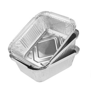 CA44 440ml Silver Aluminum Foil Lunch Box Eco-friendly Rectangle Takeaway Food Tray Containers BBQ Baking Disposable Pan