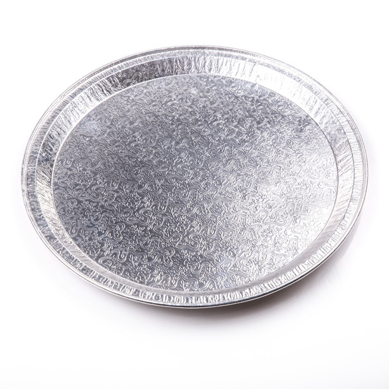 YB92 14 Inch 570ml Hot Disposable Containers Party Platters Round Chicken Roast Dish Plates Baking Tray BBQ Aluminum Foil