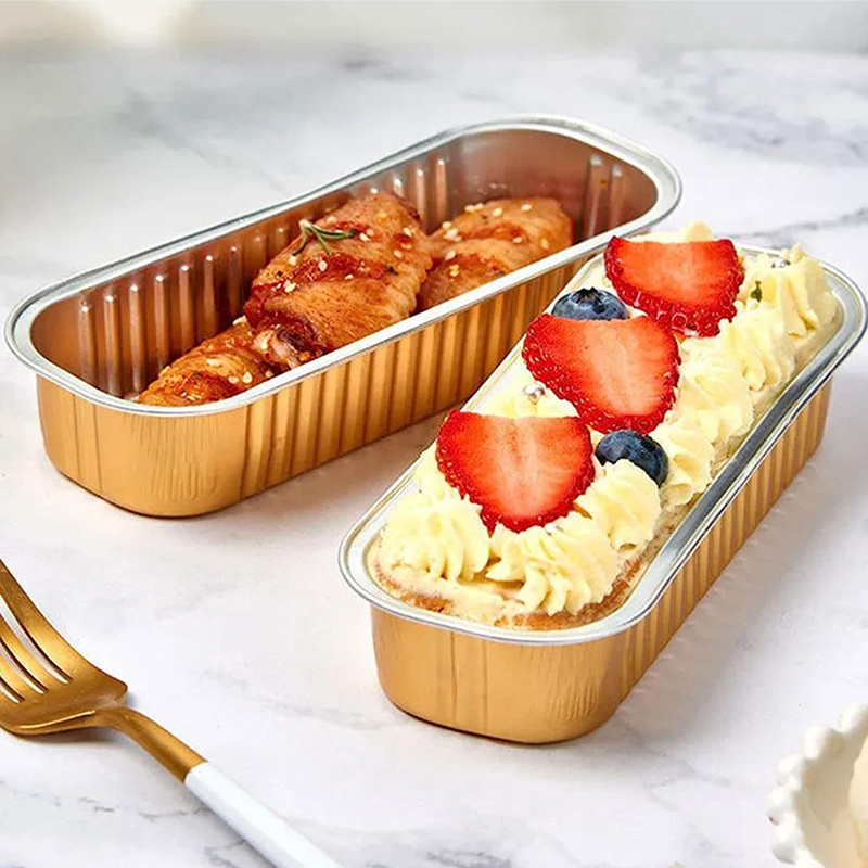 C200 Hot Sale Household Ovens Safe 200ml Mini Loaf Bakeware Containers Baking Cake Durian Box Rectangular Aluminum Foil Trays