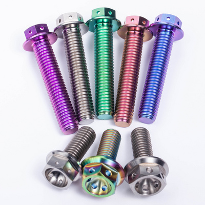 Gr5 Titanium Bolts motorcycle M8 Hex Flanged M5 M14 titanium  Bolts M6 baut Titanium Screw M6 M3 gr5 for motorcycle