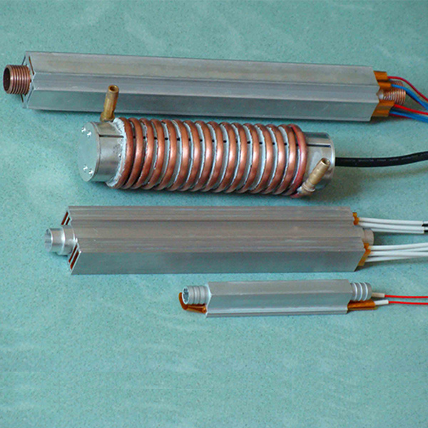 PTC water heating element with twine pipe