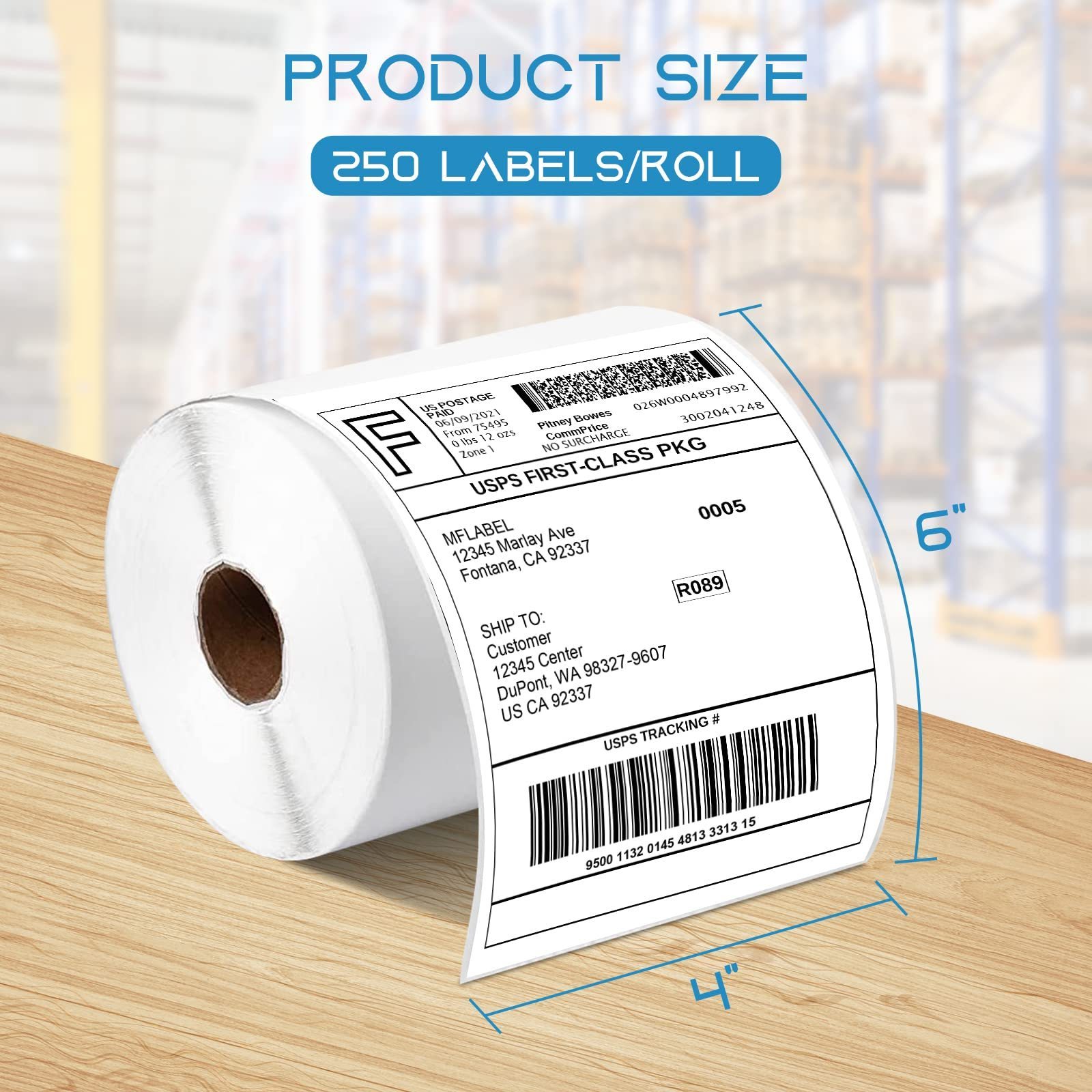 A6 100*150*500pcs thermal label Waterproof Thermal Shipping Label Sticker Thermal Paper Thermal Waybill For Postage Shipping