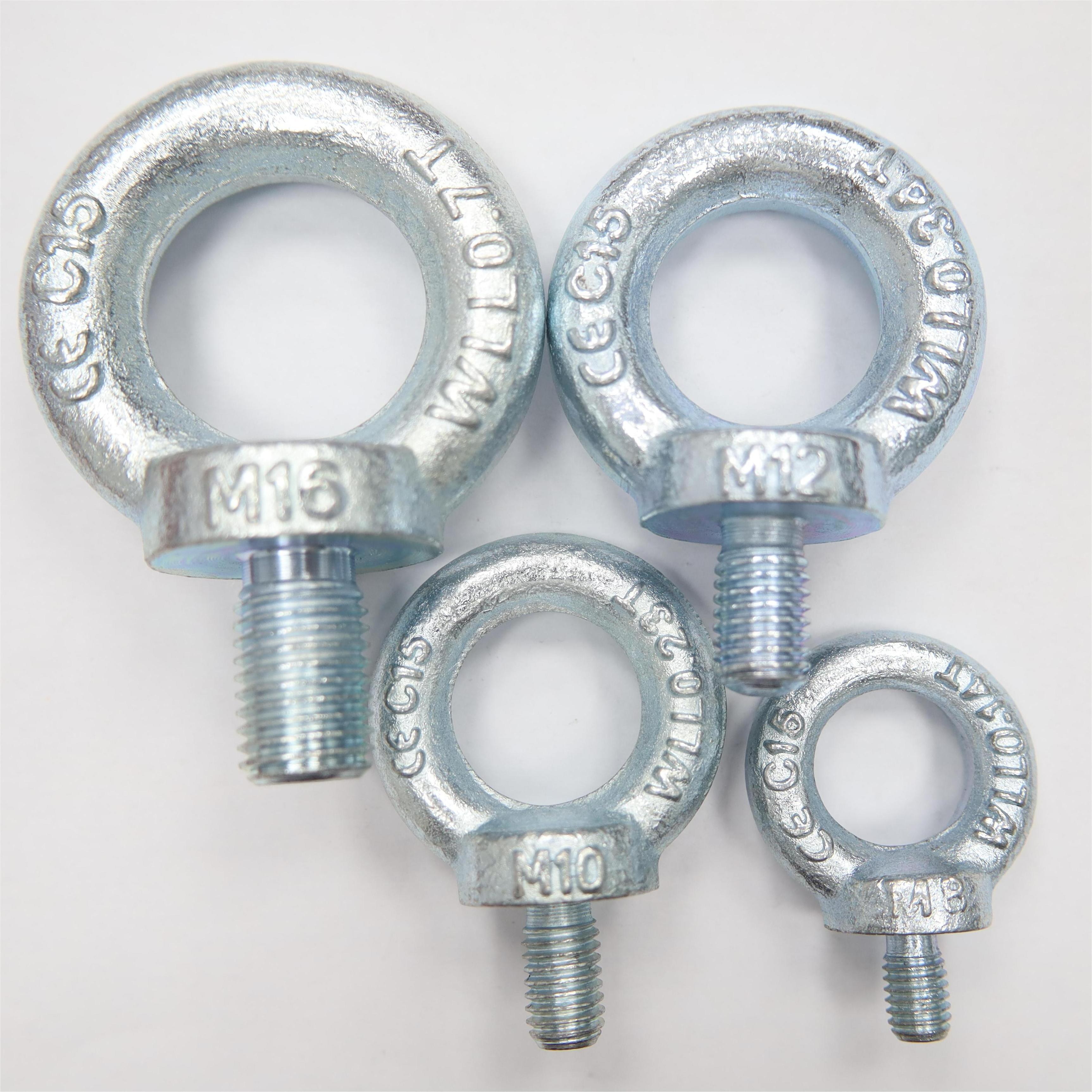 M16 M12 M10 M8 DIN 580 Shoulder Eye Bolt Galvanized High Strength Metric Size Lifting Screw