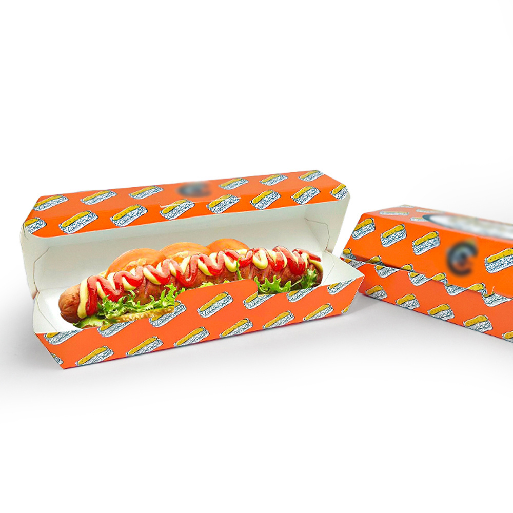 Custom size and personal logo Fast Food Package Takeaway Korean street food corn hot dog box with cover