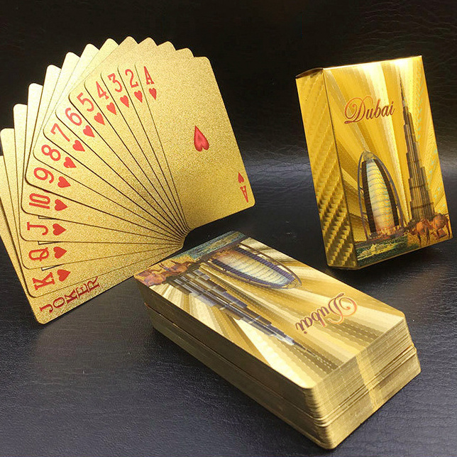 Wholesale hot selling plastic playing card black Friday 24k foil golden playing cards