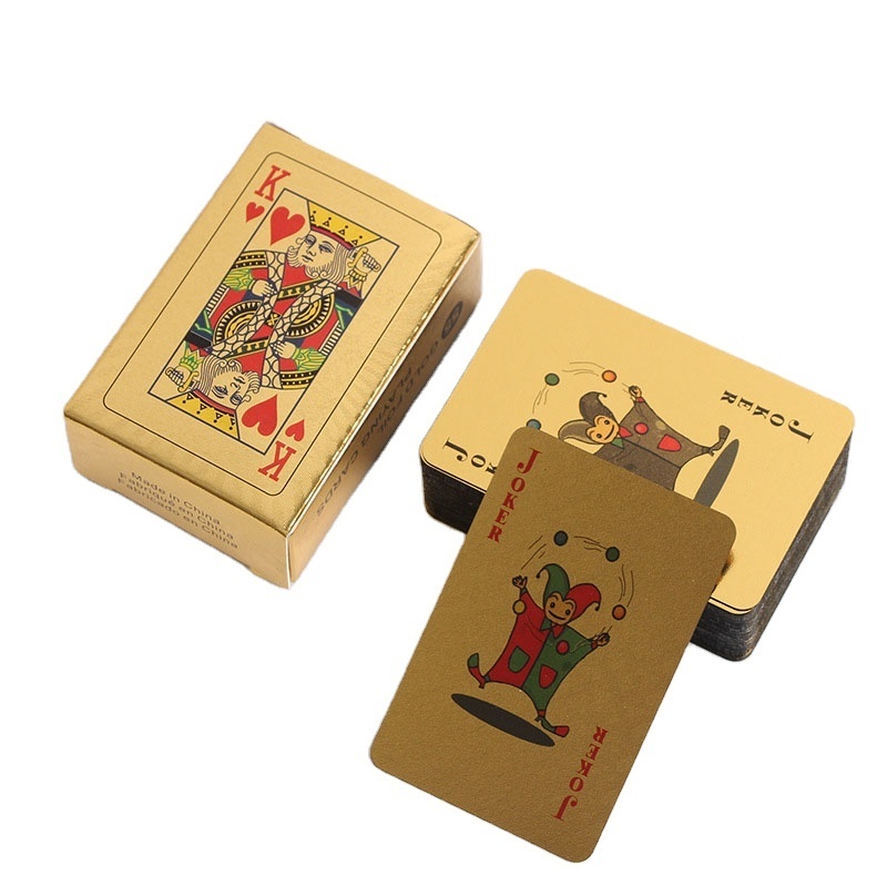 Custom Labelcustom bridge size playing cards plastic playing cards poker size black/gold plastic playing cards black and golden