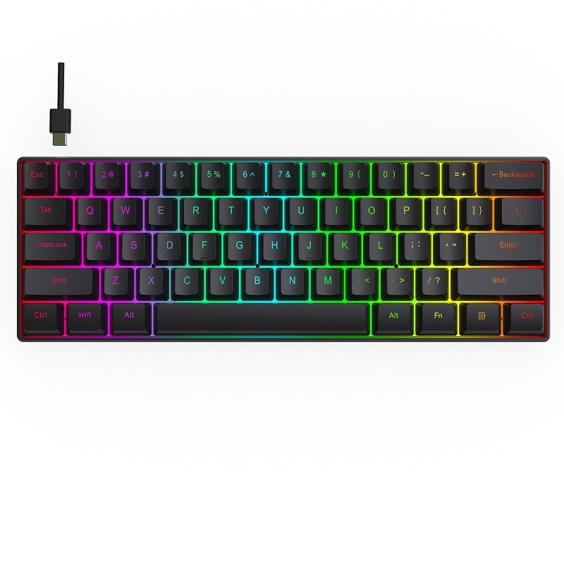 BK61 60% Mechanical Keyboard wired LED Backlit 61 Keys gaming Mechanical Keyboard with blue Switch for computer