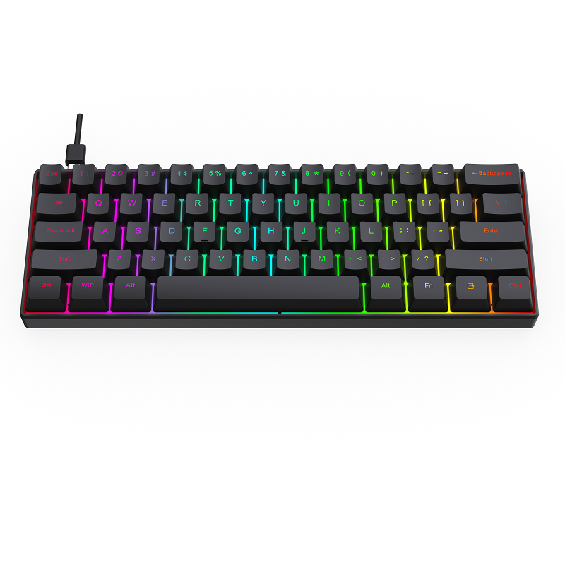 BK61 60% Mechanical Keyboard wired LED Backlit 61 Keys gaming Mechanical Keyboard with blue Switch for computer