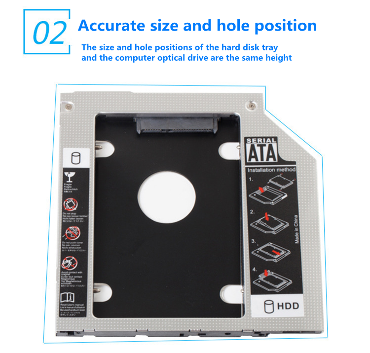 9.5 12.7mm Aluminum 2nd HDD Caddy Universal SATA 3.0 2.5inch SSD Case Optical Enclosure Adapter For Laptop