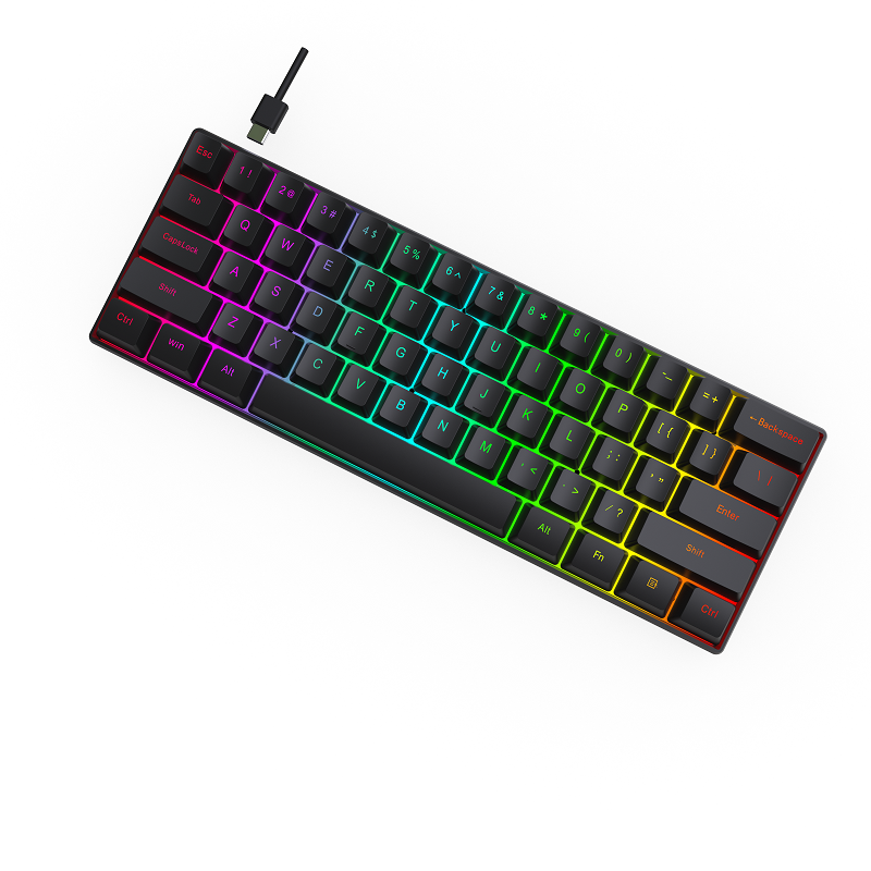 BK61 60% Mechanical Keyboard wired LED Backlit 61 Keys gaming Mechanical Keyboard with blue Switch for computer