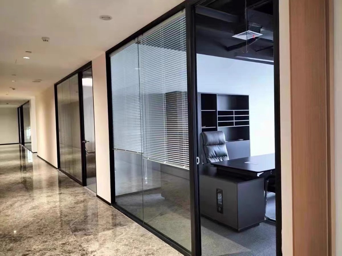 Removable custom aluminum frame glass indoor modular office wooden door partition business