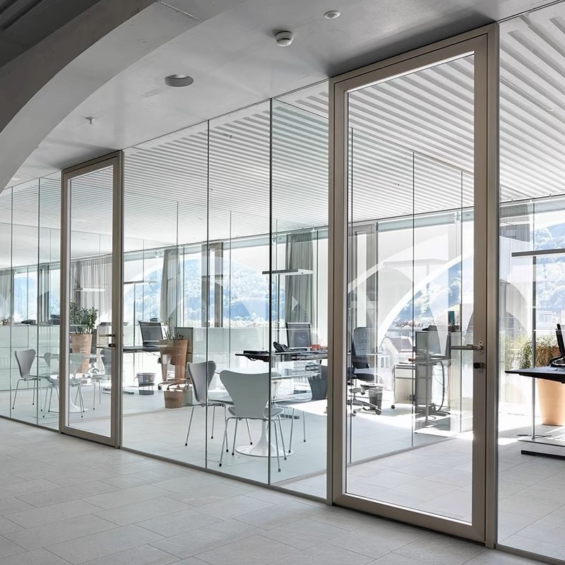 Glass divider removable glass divider office divider aluminum frame wall soundproof office wall system