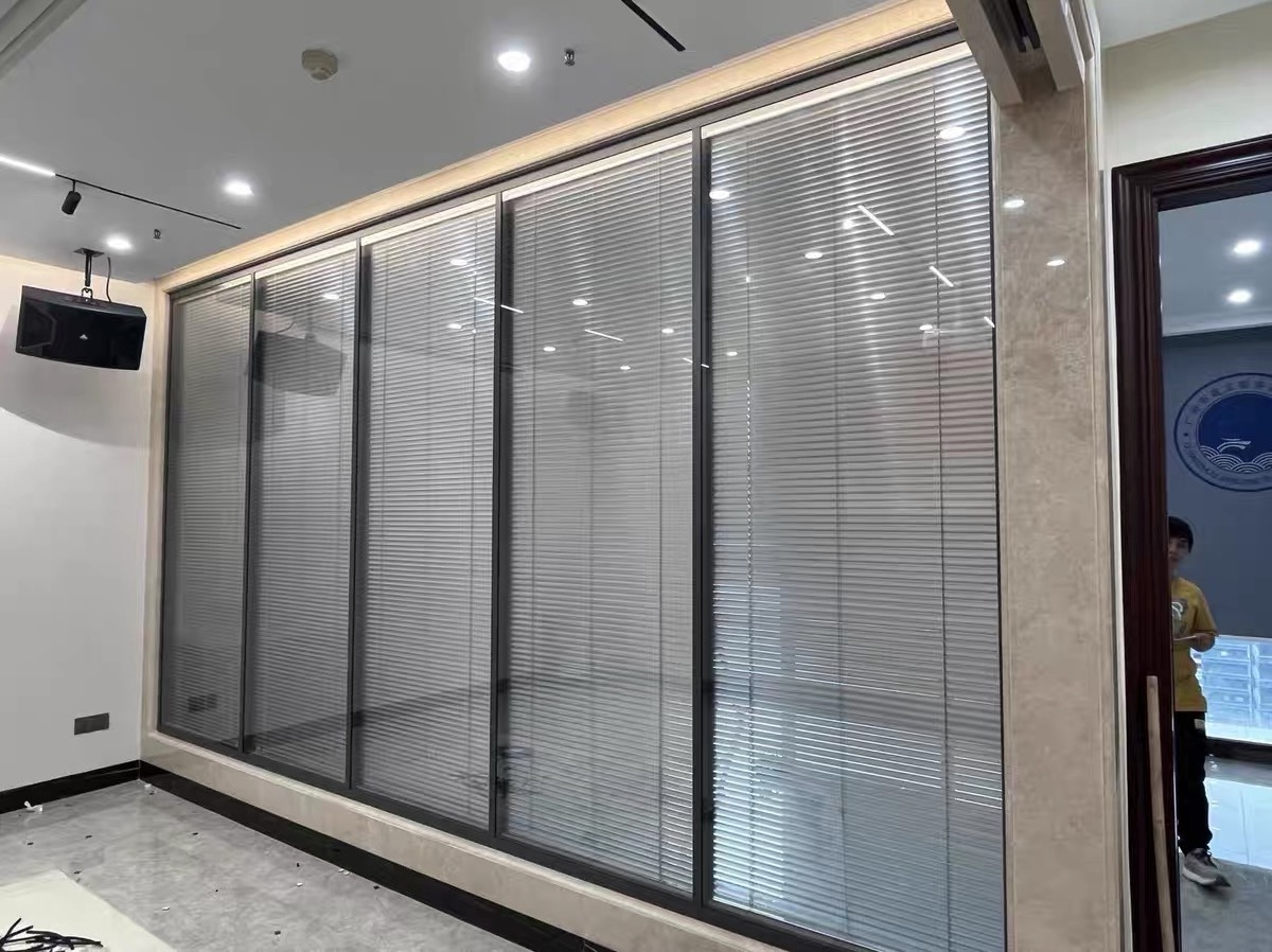 Removable custom aluminum frame glass indoor modular office wooden door partition business