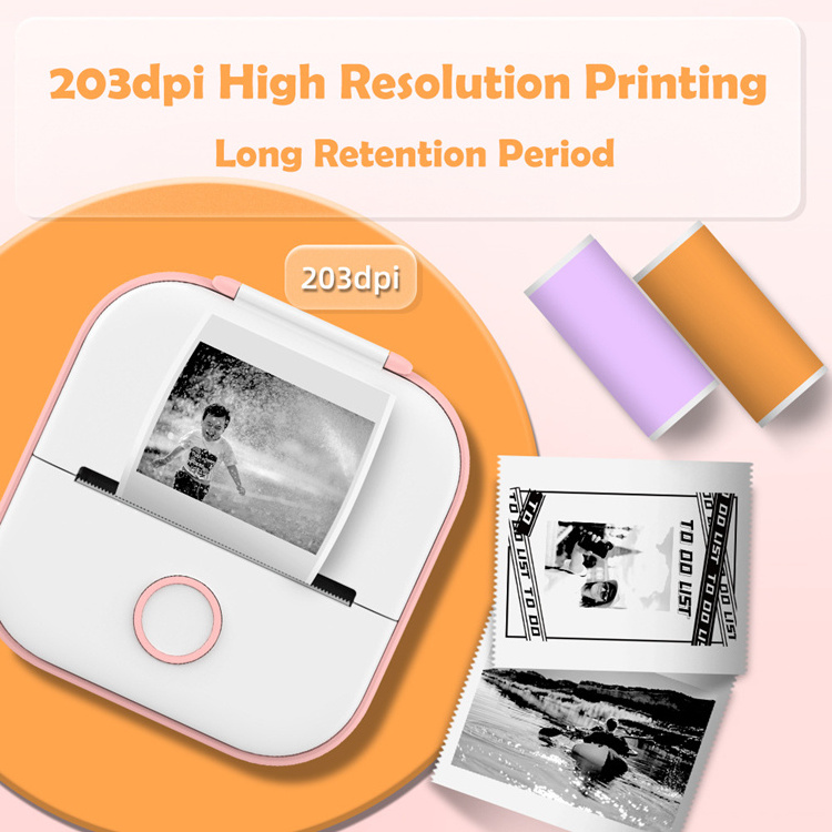 Portable Photo Printer Phomemo T02 203dpi 53mm Printing Stickers Wireless Inkless Mini Pocket Notes Portable Photo Printer